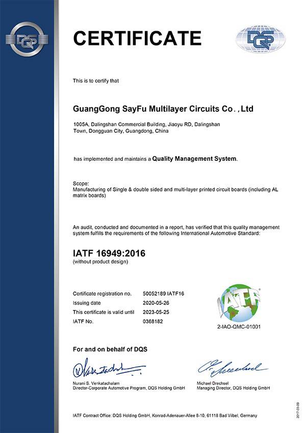 IATF-16949 Automobile certification,PCB manufacturer from China